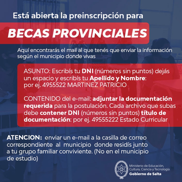 Está abierta la preinscripción para Becas Provinciales