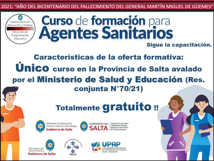 Con modalidad virtual y totalmente gratuito se desarrolla el curso de Agente Sanitario