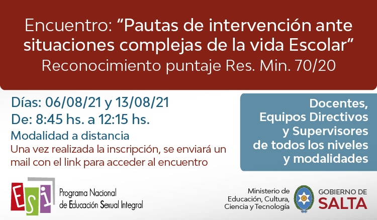 Encuentro Pautas de intervención ante situaciones complejas de la vida Escolar Encuentro “Pautas de intervención ante situaciones complejas de la vida Escolar”