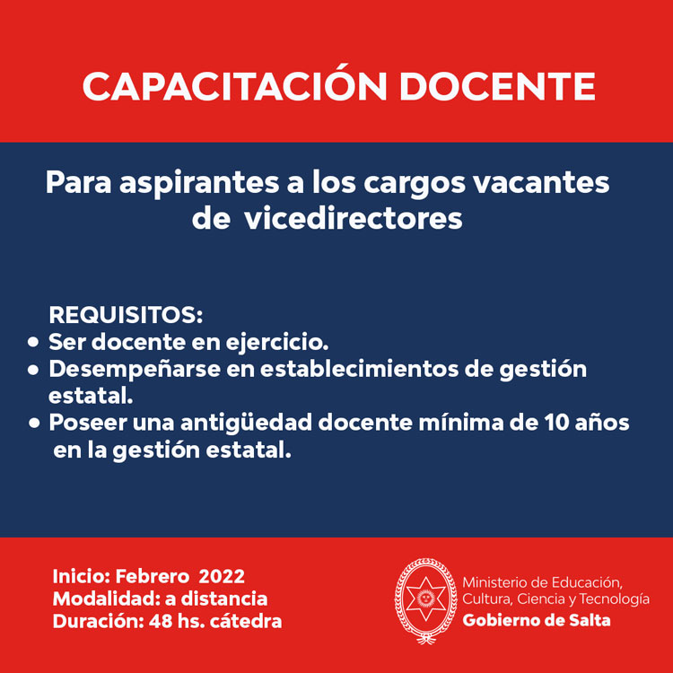 Imagen Capacitación para los docentes interesados en concursar al cargo de vicedirector