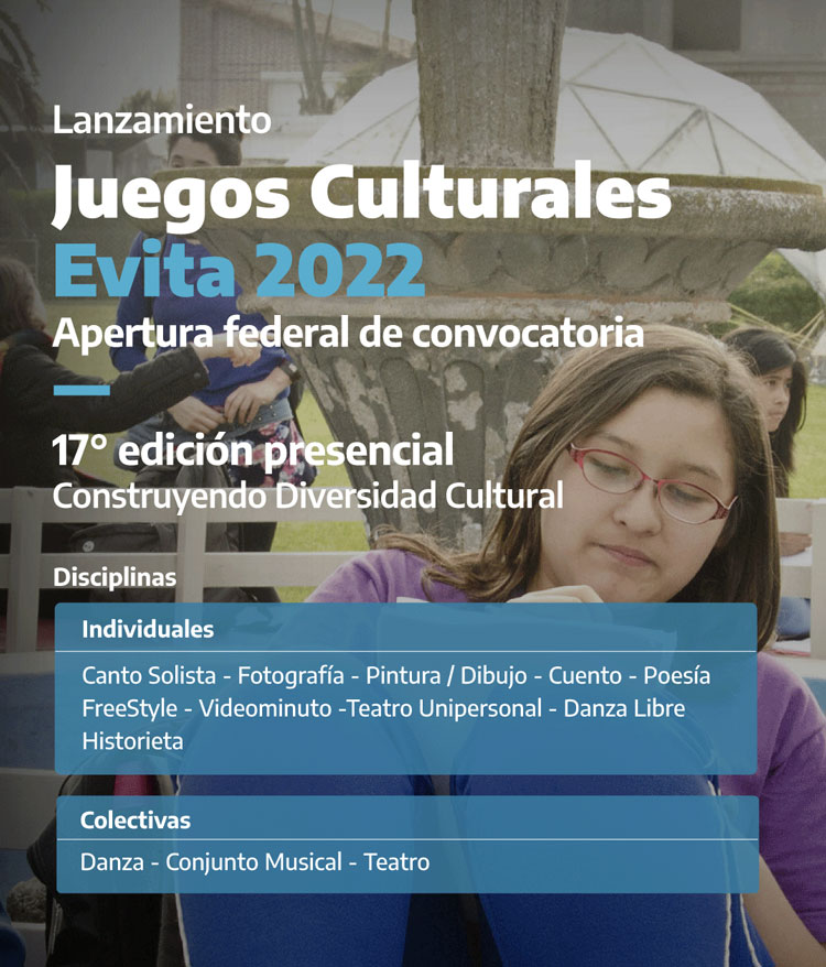 Convocatoria para participar de los Juegos Culturales Evita Imagen Convocatoria para participar de los Juegos Culturales Evita