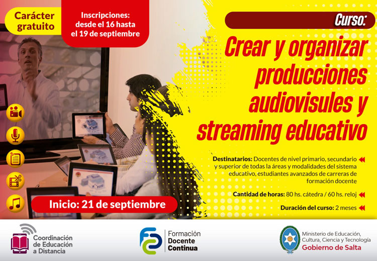 Imagen Curso: Crear y organizar producciones audiovisuales y streaming educativo