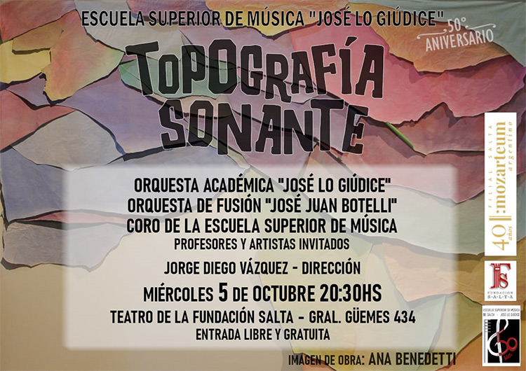 Se prepara el concierto “Topografía Sonante” por el 50° aniversario de la Escuela Superior de Música de la Provincia Se prepara el concierto “Topografía Sonante” por el 50° aniversario de la Escuela Superior de Música de la Provincia