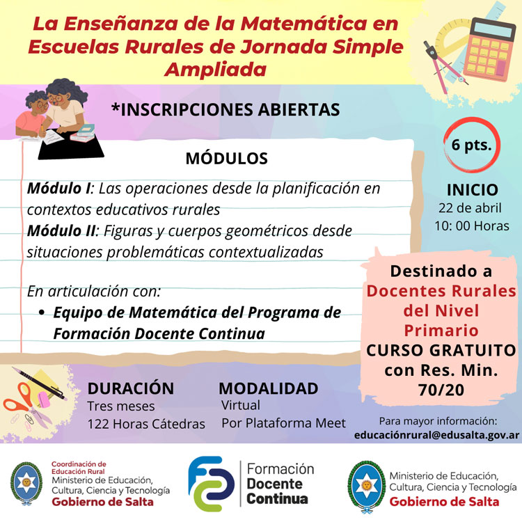 Imagen Formación docente sobre matemática en escuelas rurales