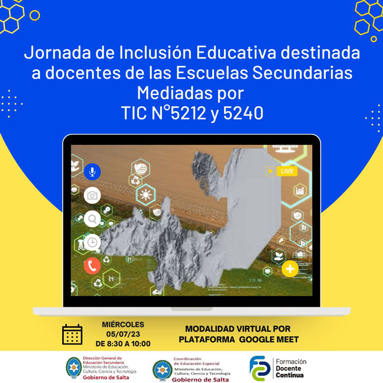 Jornada de Inclusión Educativa destinada a docentes de las Escuelas Secundarias Mediadas por TIC N°5212 y 5240 Imagen Jornada de Inclusión Educativa destinada a docentes de las Escuelas Secundarias Mediadas por TIC N°5212 y 5240