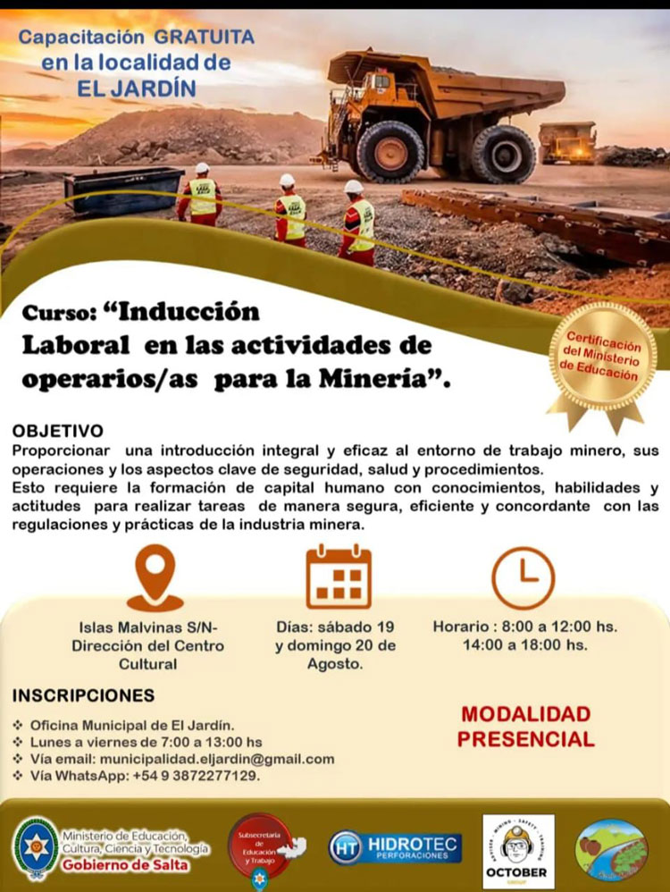 Inducción Laboral en las Actividades de Operarios/as para la Minería Imagen Inducción Laboral en las Actividades de Operarios/as para la Minería