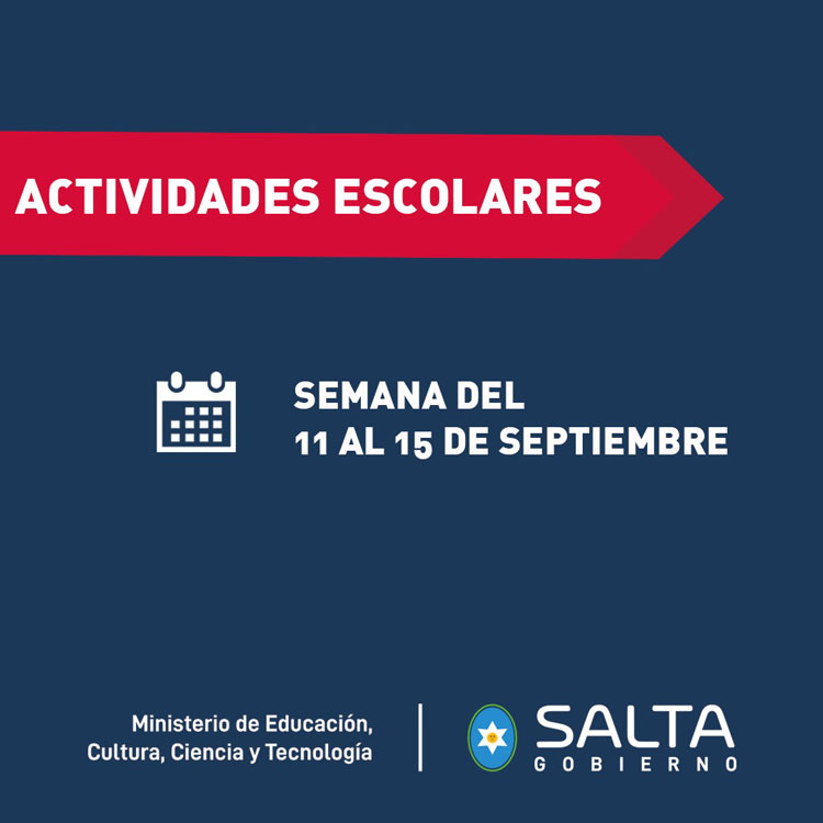 Actividades escolares durante la semana del 11 al 15 de septiembre Imagen Actividades escolares durante la semana del 11 al 15 de septiembre