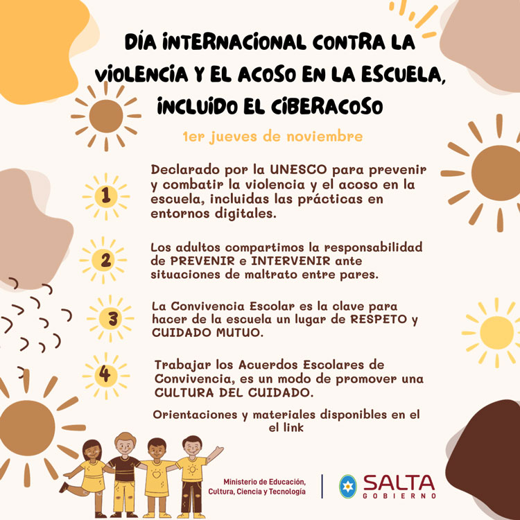Día Internacional contra la Violencia y el Acoso en la Escuela, incluido el Ciberacoso Imagen Día Internacional contra la Violencia y el Acoso en la Escuela, incluido el Ciberacoso
