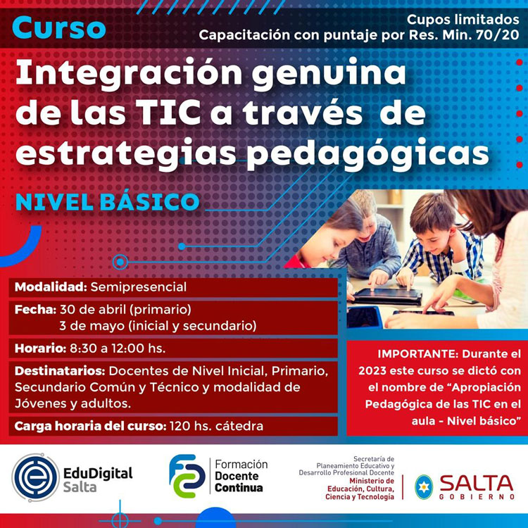 Imagen: Curso Integración genuina de las TIC...