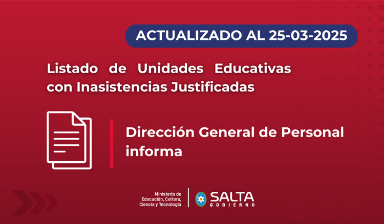 Imagen: Listado de Unidades Educativas con Inasistencias Justificadas 25/03/2025