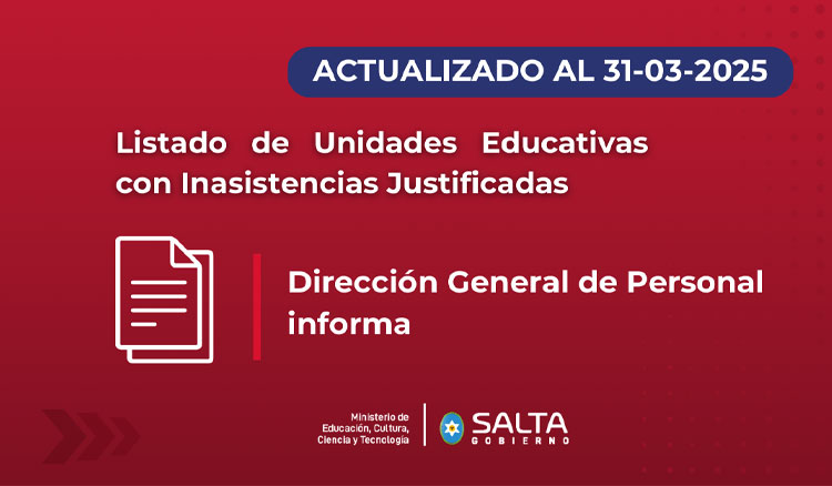 Imagen: Listado de Unidades Educativas con Inasistencias Justificadas 31/03/2025