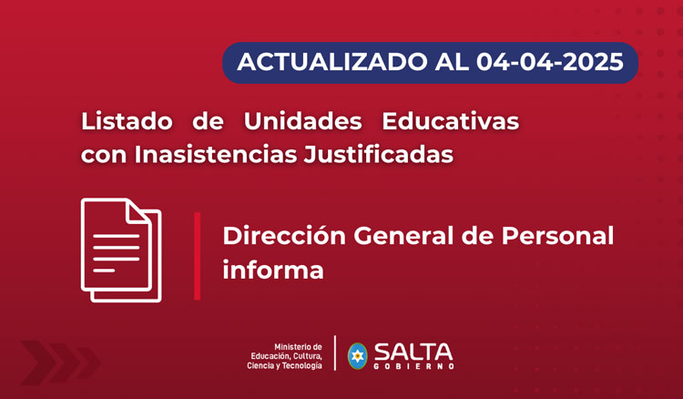 Imagen: Listado de Unidades Educativas con Inasistencias Justificadas 04/04/2025