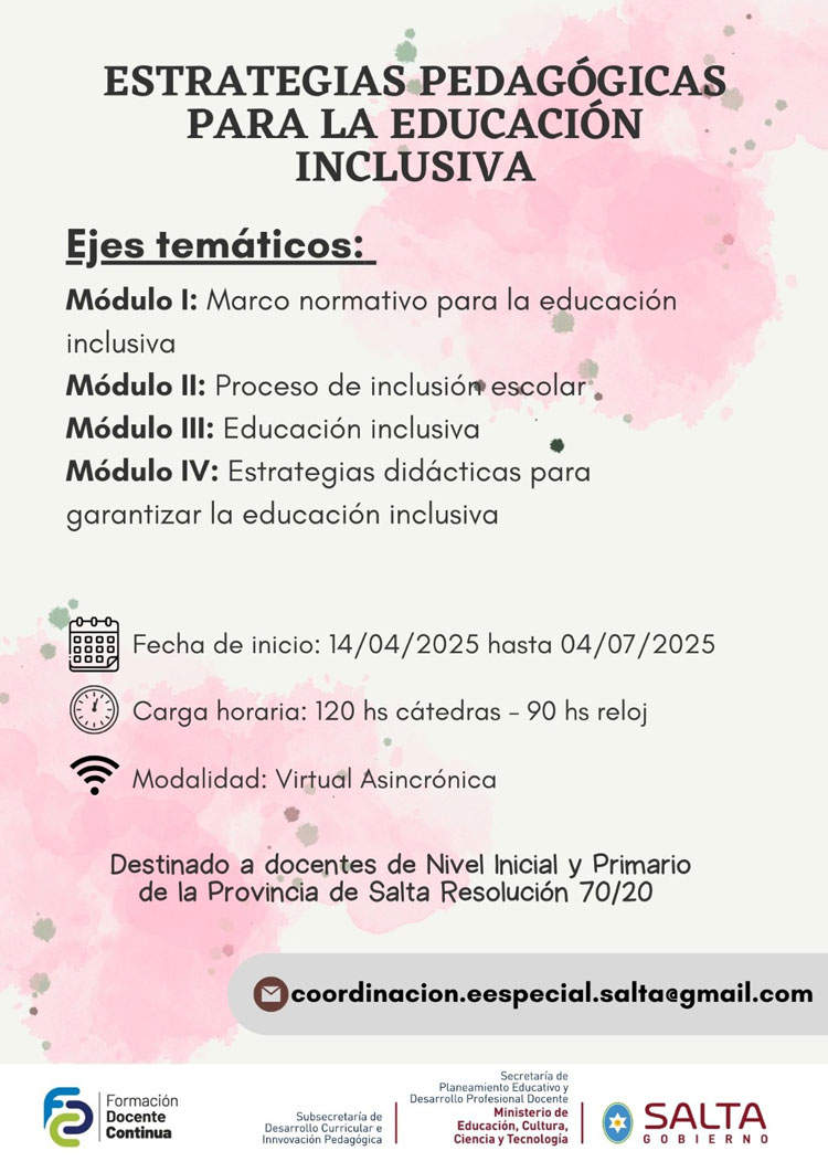 Curso de capacitación: “Estrategias Pedagógicas para la Educación Inclusiva” Imagen: Curso de capacitación: “Estrategias Pedagógicas para la Educación Inclusiva”