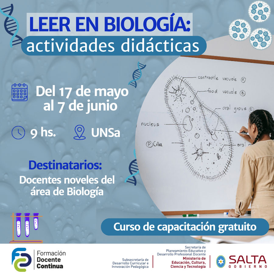 Curso de capacitación: “Leer en Biología: actividades didácticas”. Imágen: Curso de capacitación: “Leer en Biología: actividades didácticas”.