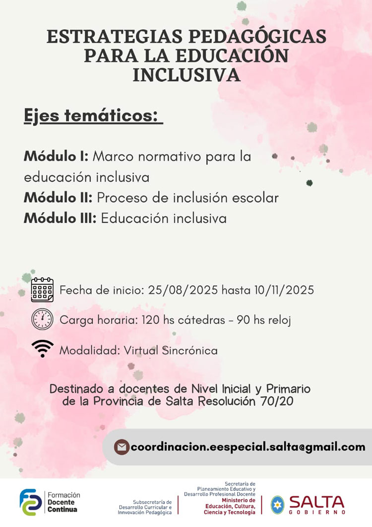 Imagen: Curso de capacitación “Estrategias Pedagógicas para la Educación Inclusiva”