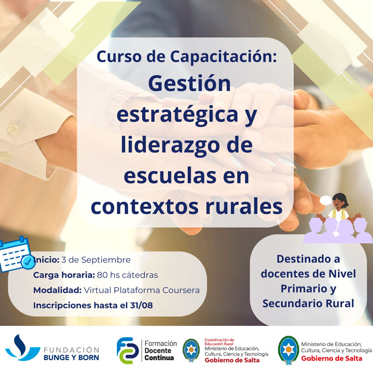 Imagen: Capacitación docente “Gestión estratégica y liderazgo de escuelas en contextos rurales"