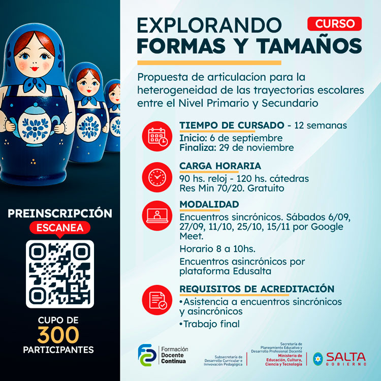 Imagen: Curso: “Explorando formas y tamaños: Propuesta de articulación... Imagen: Curso: “Explorando formas y tamaños: Propuesta de articulación...
