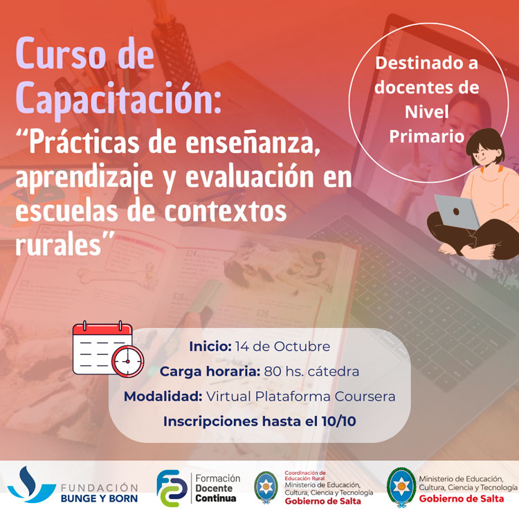 Imagen: Curso: Prácticas de enseñanza, aprendizaje y evaluación en escuelas de contextos rurales