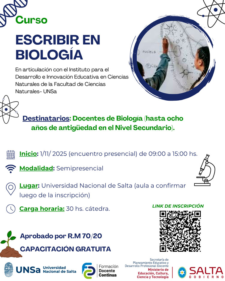 Curso de capacitación: Escribir en Biología – Edusalta