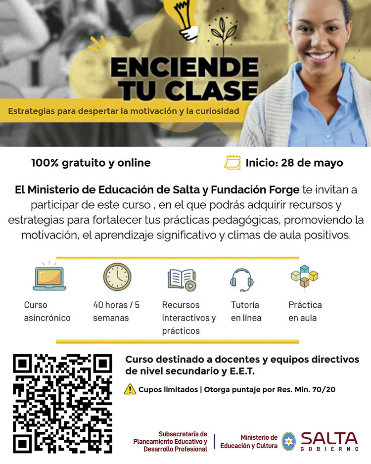 Imagen: Curso “Enciende tu clase: Estrategias para despertar la motivación y la curiosidad”