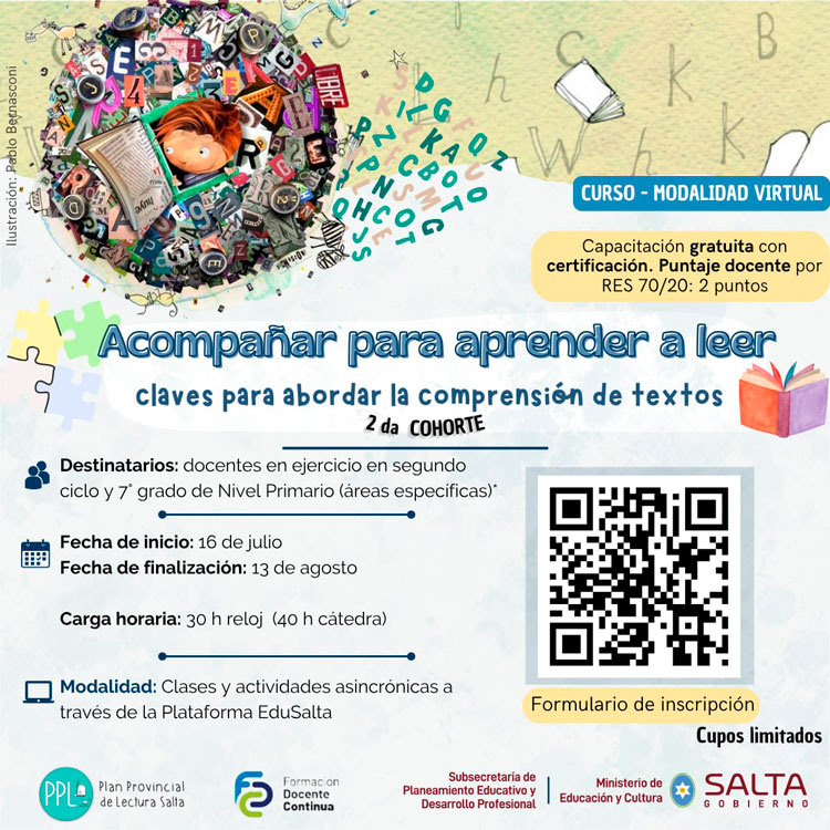 Imagen: Curso “Acompañar para aprender a leer: claves para abordar la comprensión de textos”. 2° cohorte