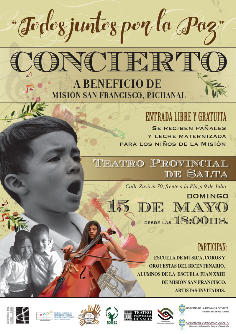 Conciertos gratuitos a beneficio de la comunidad San Francisco de Pichanal