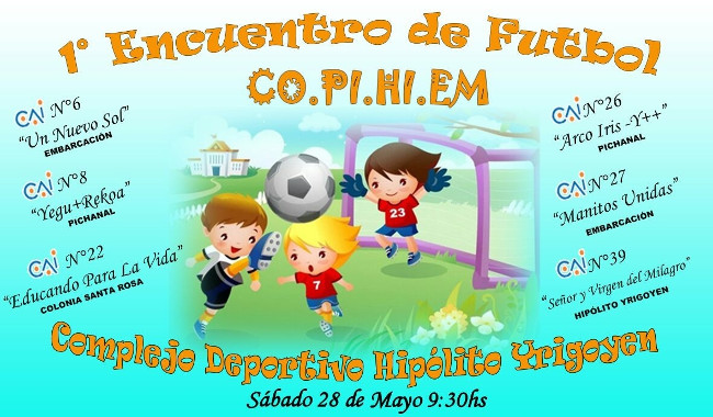 En Hipólito Yrigoyen se realizará un encuentro de fútbol infantil