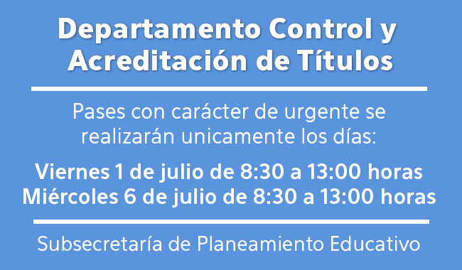 Control y Acreditación de Títulos informa Control y Acreditación de Títulos informa