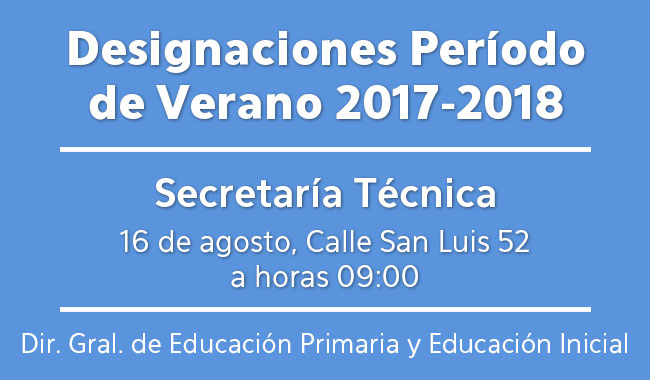 Designaciones de período de verano 2017-2018 Designaciones de período de verano 2017-2018
