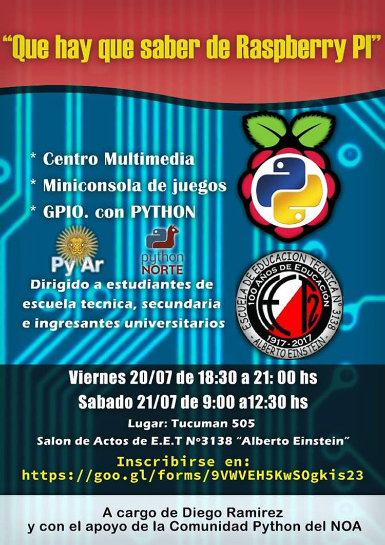 Taller gratuito sobre programación python mediante Raspberry Pi3