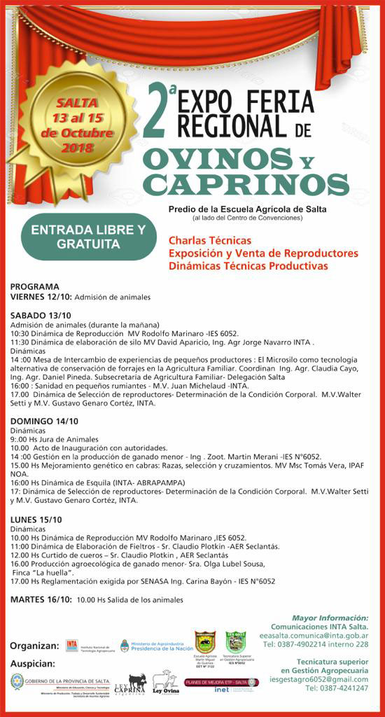 Programa 2da Expo Feria Regional de Ovinos y Caprinos