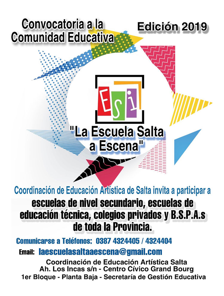 Convocatoria a la comunidad educativa “La Escuela Salta a Escena” Edición 2019