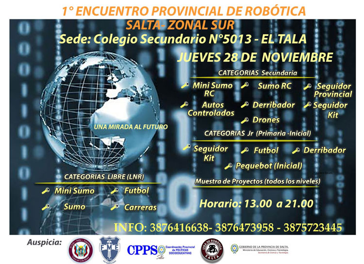 Mañana en El Tala se realizará el Primer Encuentro Provincial de Robótica Zona Sur Mañana en El Tala se realizará el Primer Encuentro Provincial de Robótica Zona Sur