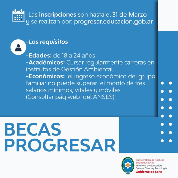 Últimos días para la inscripción de las becas Progresar