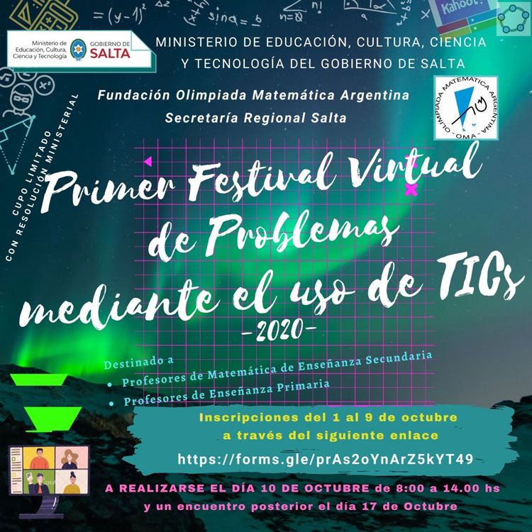 Llega el segundo encuentro del Primer Festival Virtual de Problemas mediante el uso de herramientas TIC Llega el segundo encuentro del Primer Festival Virtual de Problemas mediante el uso de herramientas TIC